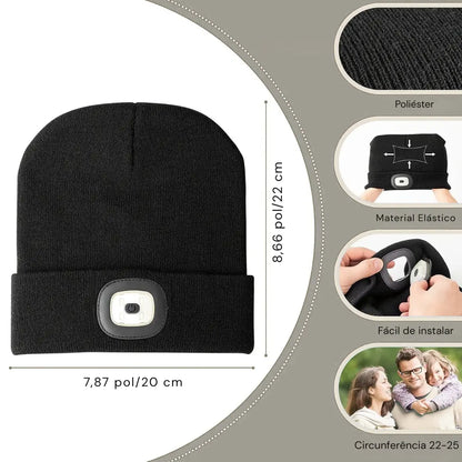 Gorro Quentinho com Lanterna Recarregável LumiRun