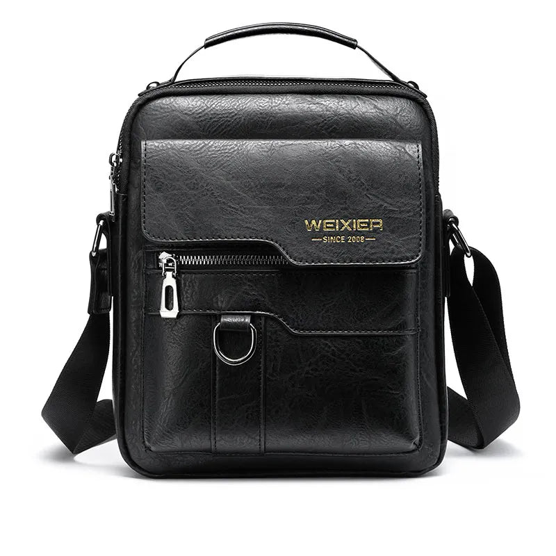 Bolsa Transversal Masculina de Couro Preta - Orion