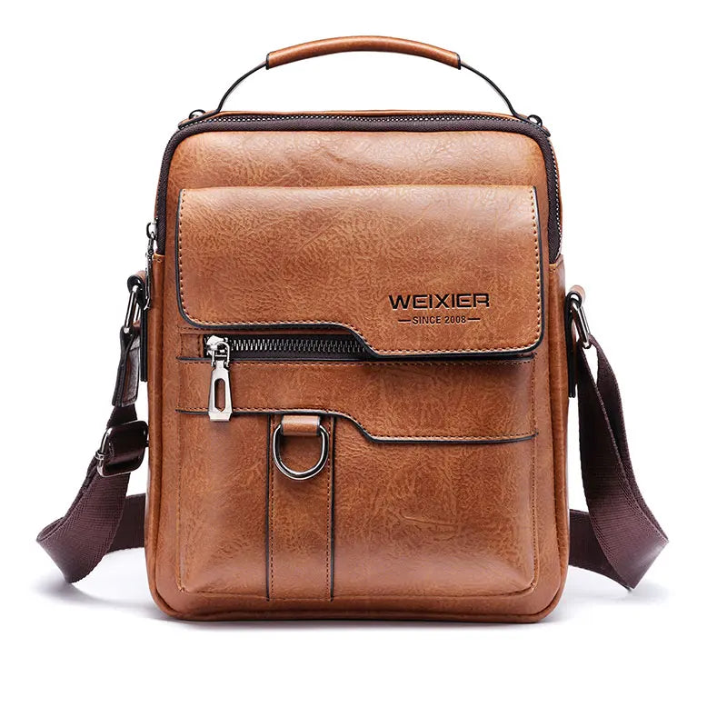 Bolsa Transversal Masculina de Couro Marrom - Orion
