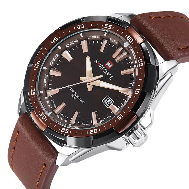 Relógio Masculino Esportivo Pulseira Couro Marrom - Orion