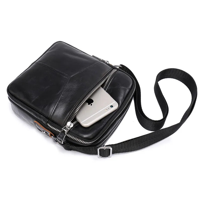 Bolsa Transversal Masculina de Couro Preta - Orion