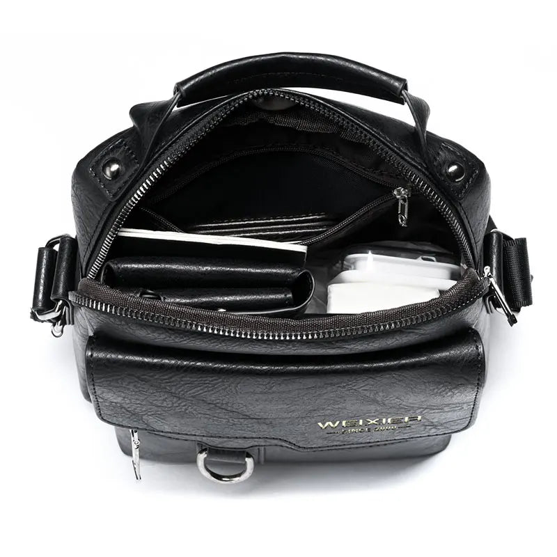 Bolsa Transversal Masculina de Couro Preta - Orion