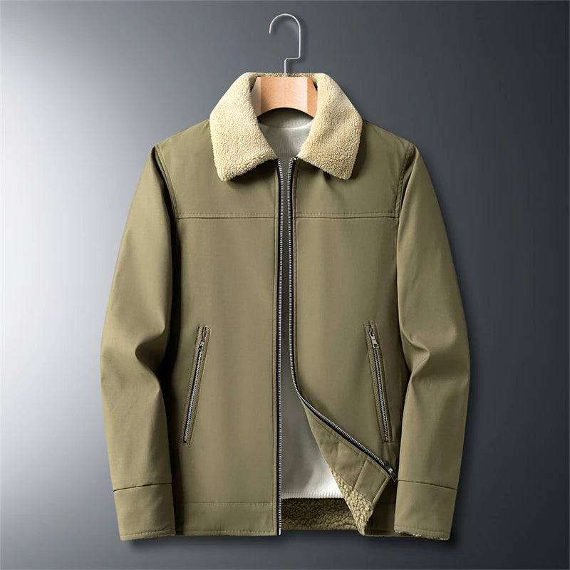 Jaqueta Masculina Forrada com Zíper Parka Coat
