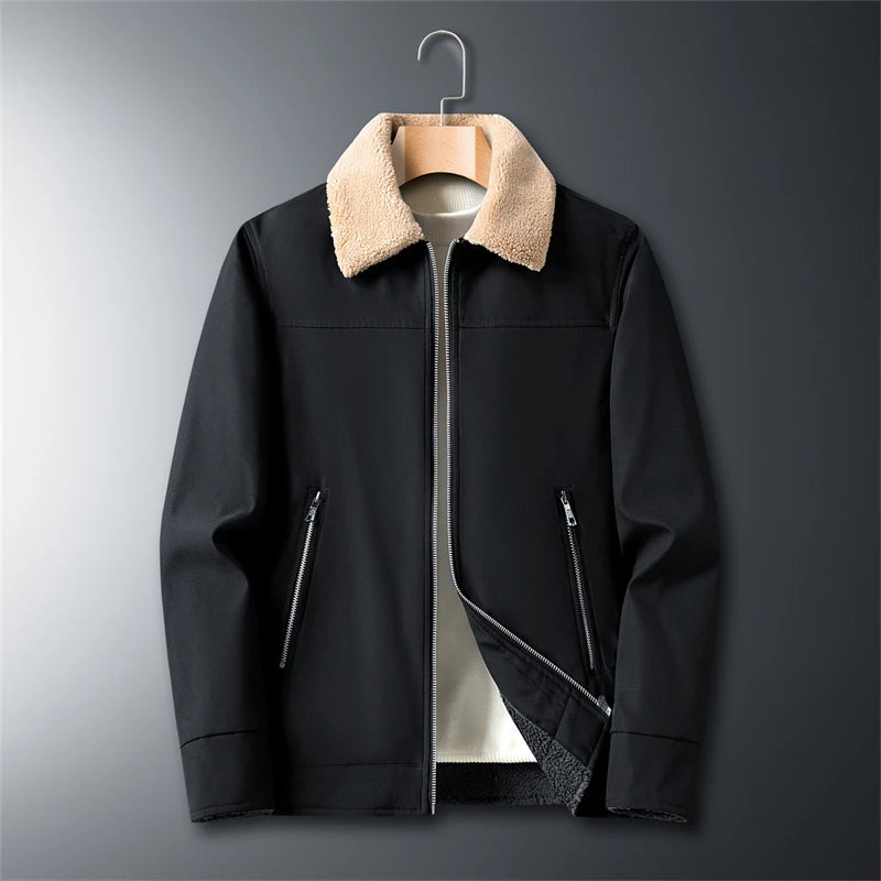 Jaqueta Masculina Forrada com Zíper Parka Coat