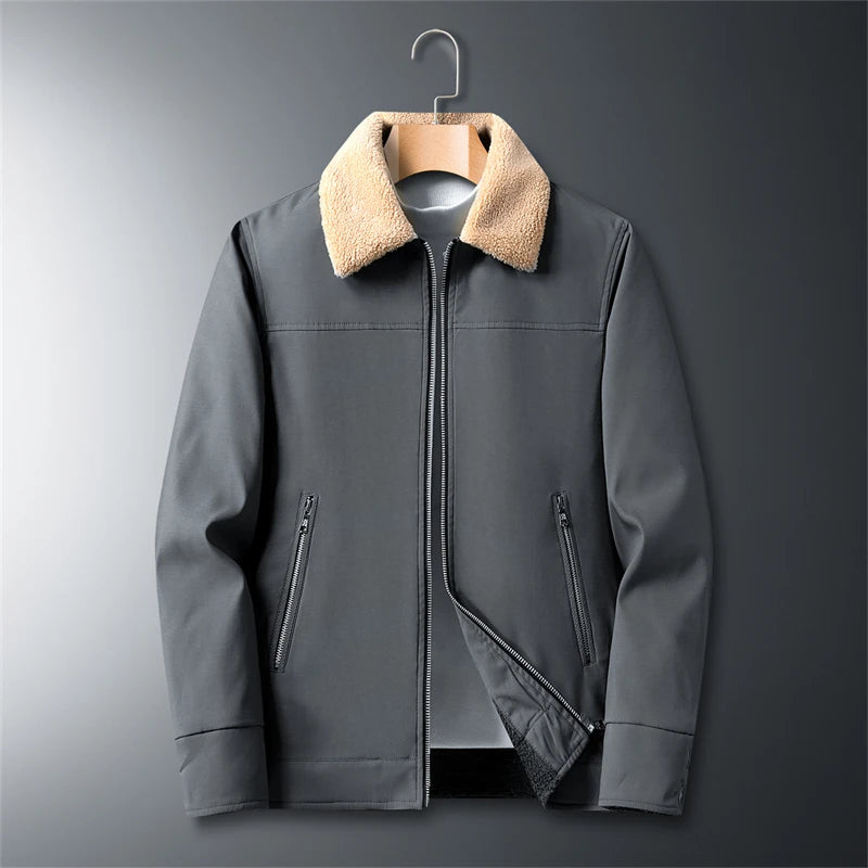Jaqueta Masculina Forrada com Zíper Parka Coat