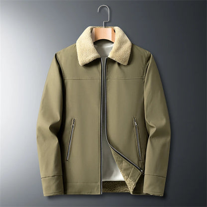 Jaqueta Masculina Forrada com Zíper Parka Coat