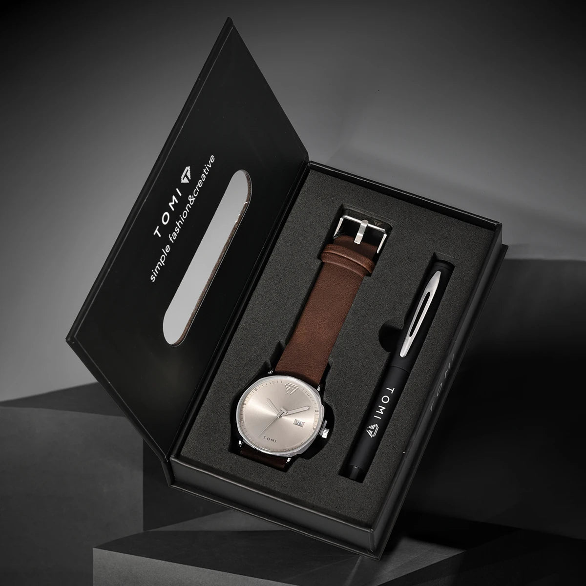 Kit Presente 2 Peças: Relógio Masculino Achilles + Caneta