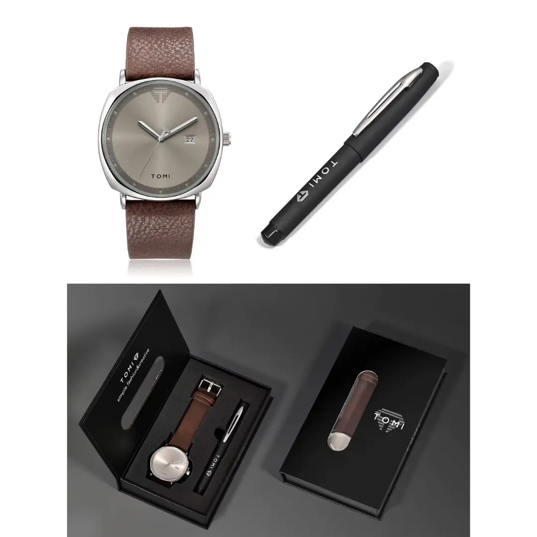Kit Presente 2 Peças: Relógio Masculino Achilles + Caneta