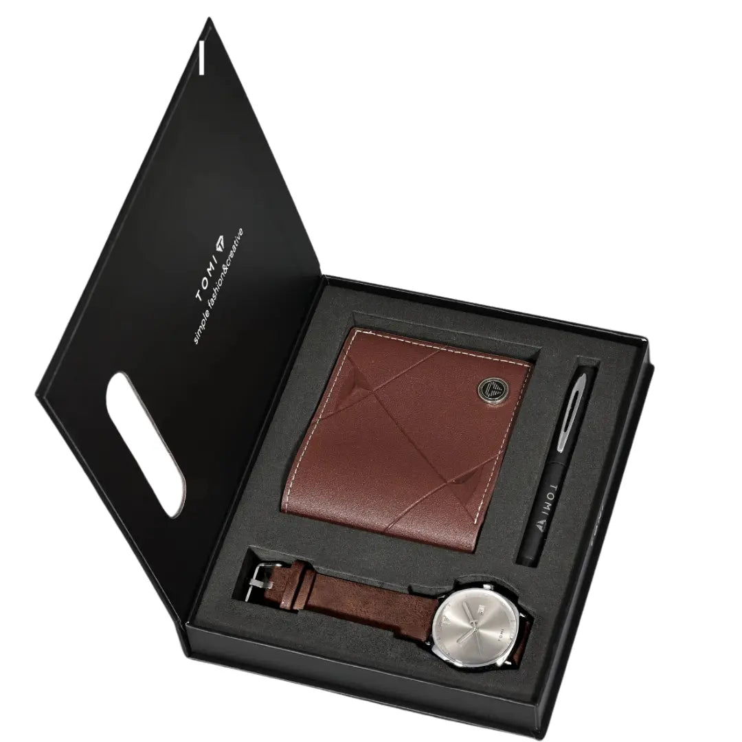 Kit Presente 3 Peças: Relógio Masculino Achilles + Carteira + Caneta
