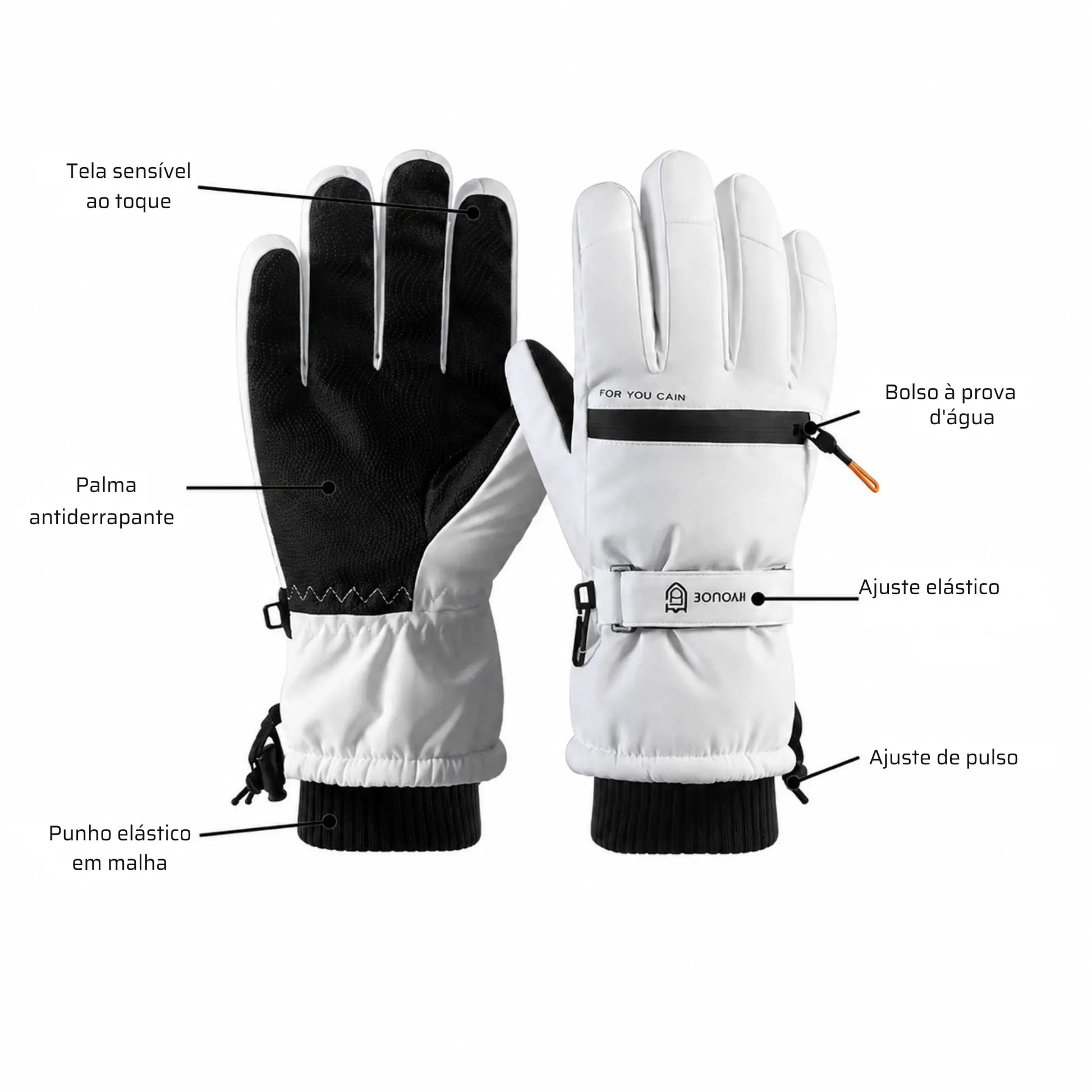 Luva Térmica Impermeável Unissex Ski Touch Wind