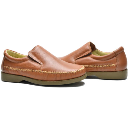 Mocassim Masculino Couro Legítimo Anti-stress Sola Gel Costurada Leve Confortável