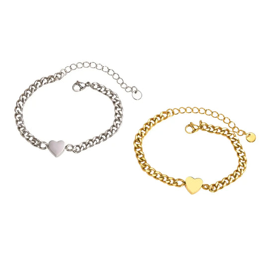 Par de Pulseiras em Aço Inox Heart