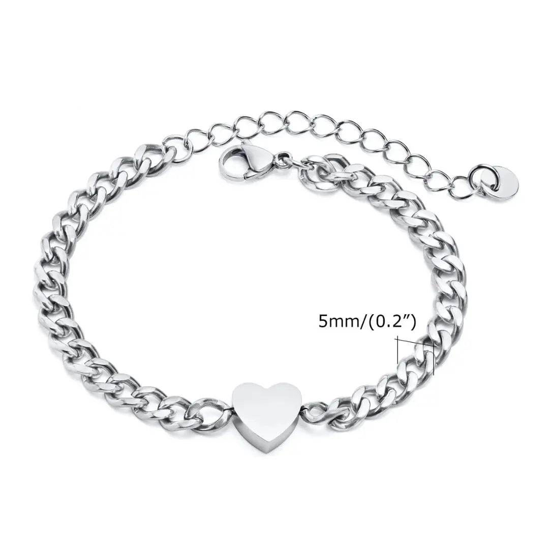 Par de Pulseiras em Aço Inox Heart