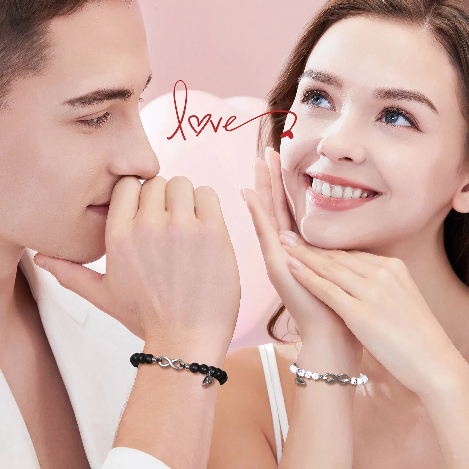 Par de Pulseiras em Pedras Naturais Infinity