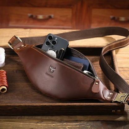 Pochete Masculina em Couro Legítimo Bullcaptain Luxury