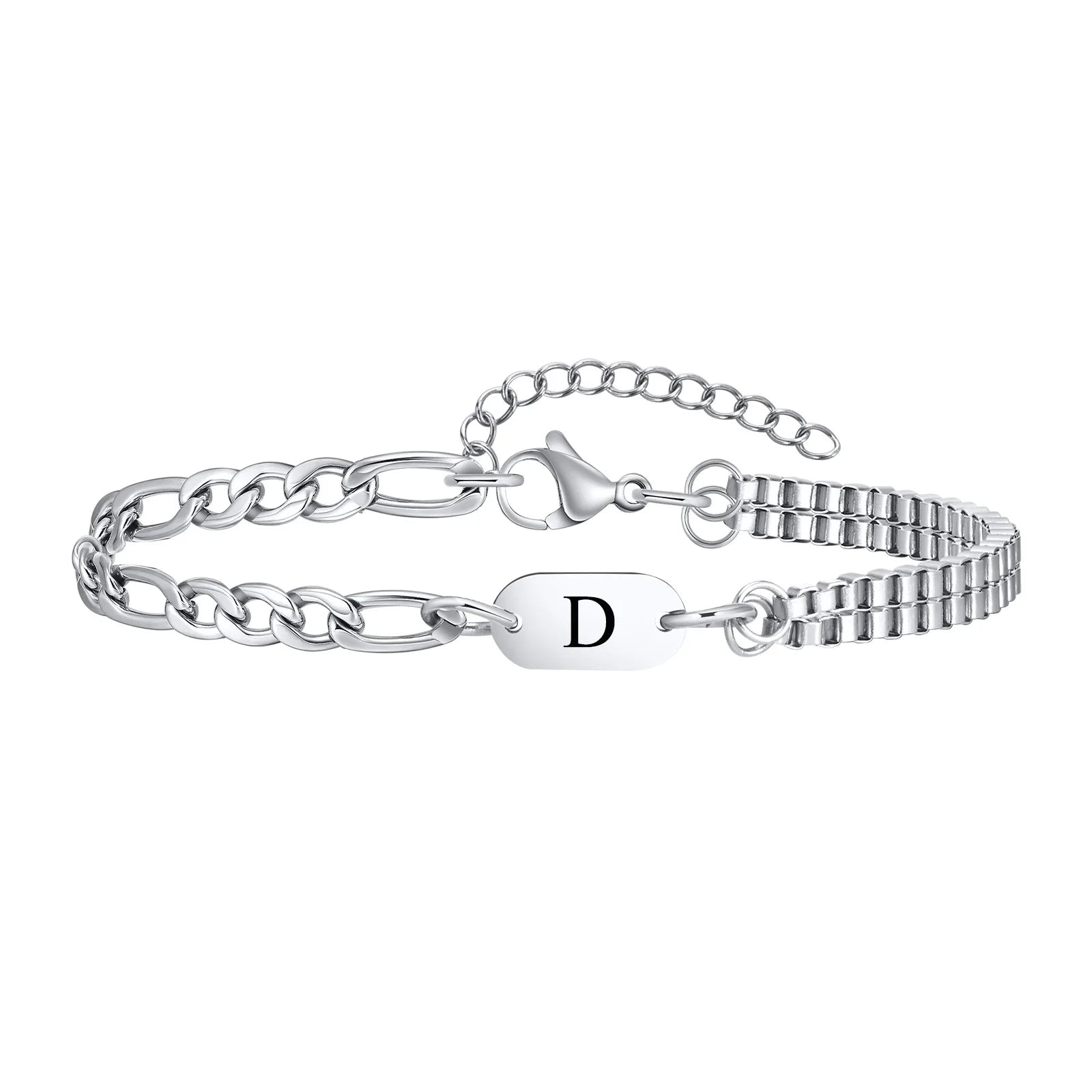 Pulseira Masculina em Aço com Letra Inicial Figaro