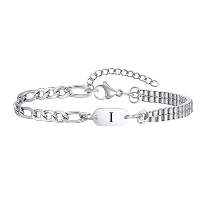 Pulseira Masculina em Aço com Letra Inicial Figaro