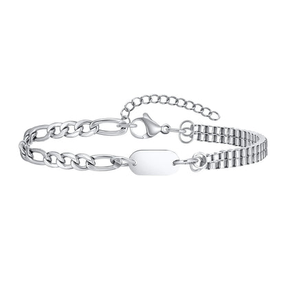 Pulseira Masculina em Aço com Letra Inicial Figaro