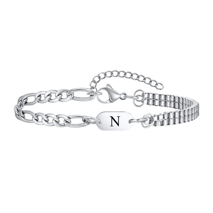 Pulseira Masculina em Aço com Letra Inicial Figaro