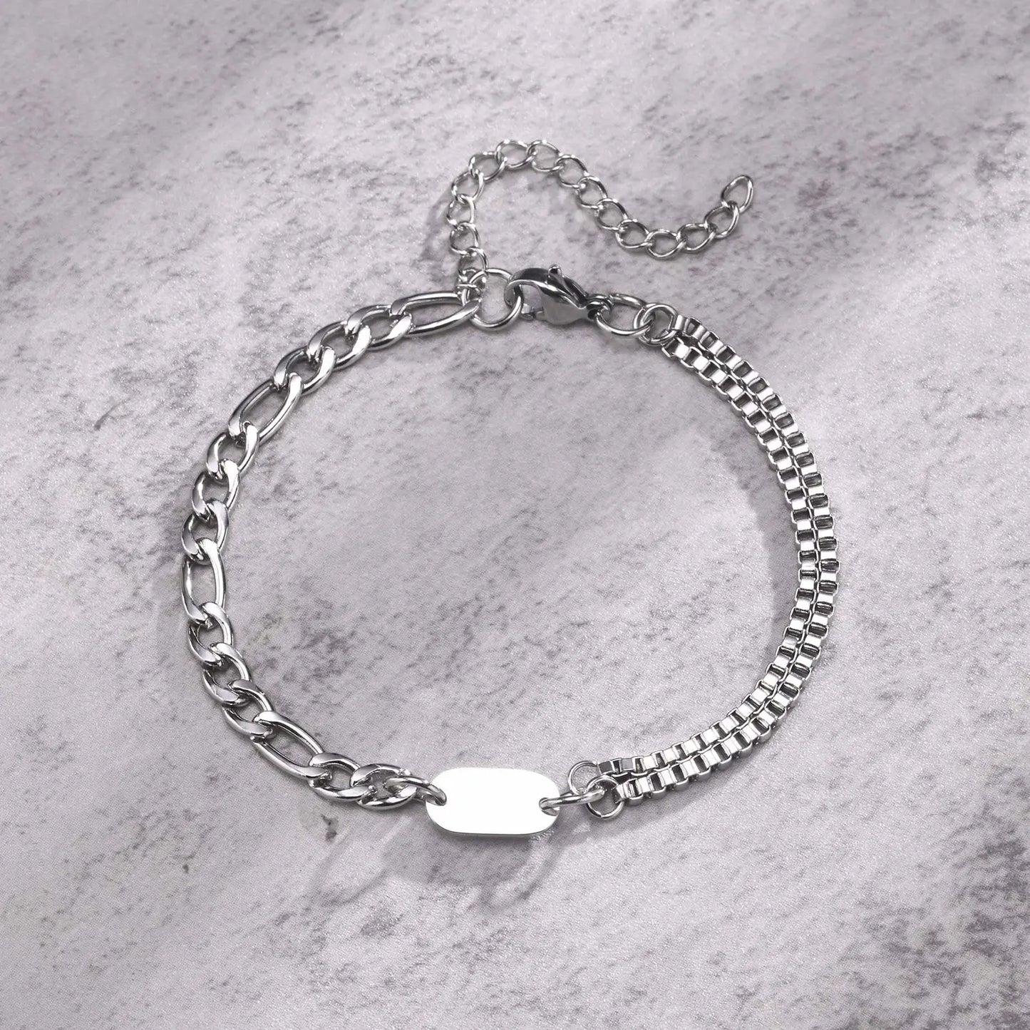 Pulseira Masculina em Aço com Letra Inicial Figaro