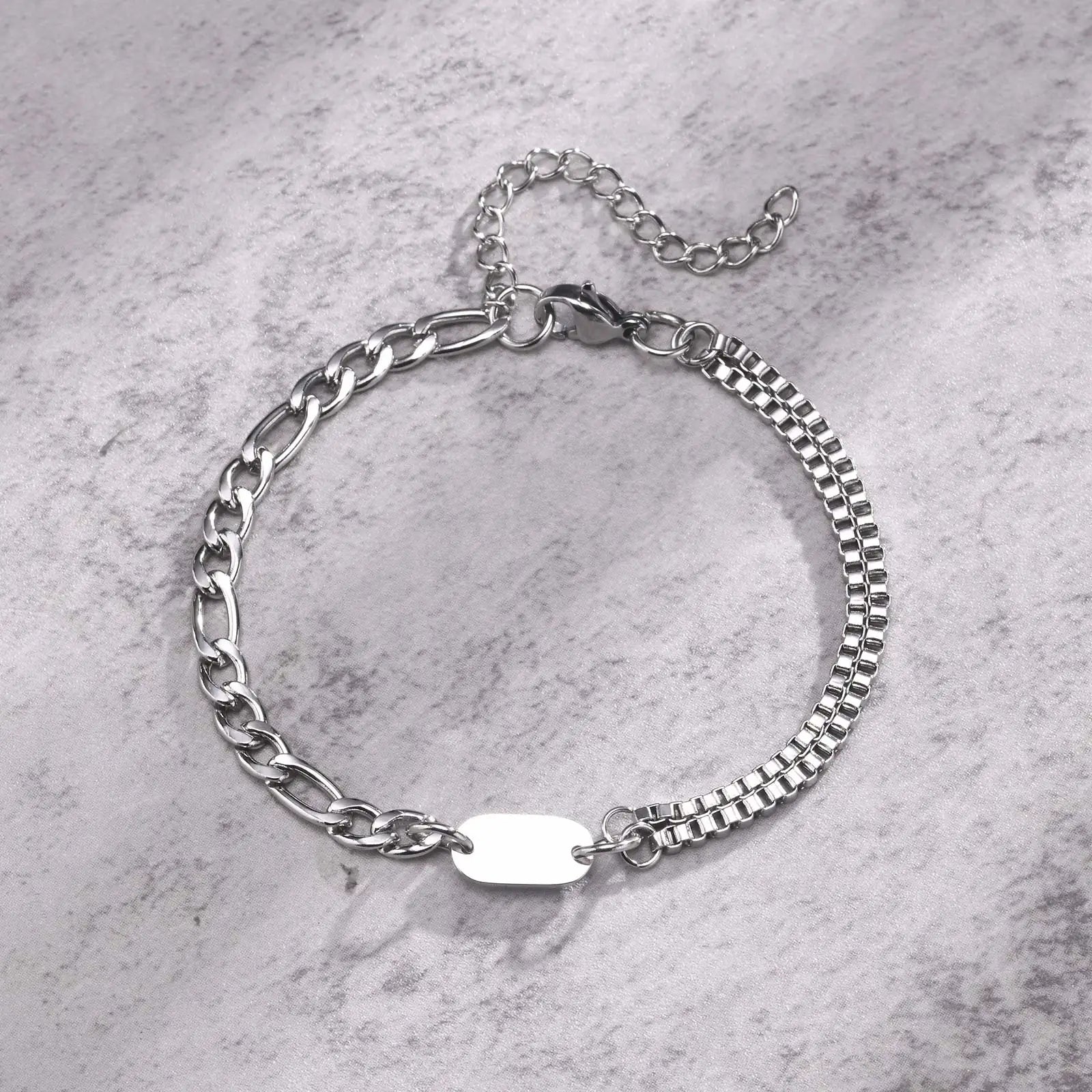 Pulseira Masculina em Aço com Letra Inicial Figaro