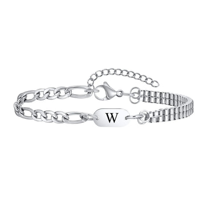 Pulseira Masculina em Aço com Letra Inicial Figaro