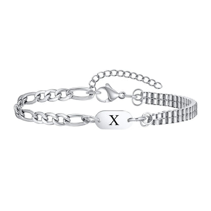 Pulseira Masculina em Aço com Letra Inicial Figaro