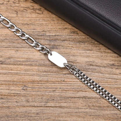 Pulseira Masculina em Aço com Letra Inicial Figaro