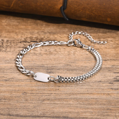 Pulseira Masculina em Aço com Letra Inicial Figaro