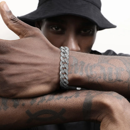 Pulseira Masculina em Aço e Zircônia Cuban