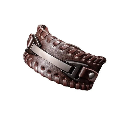 Pulseira Masculina em Couro Punk