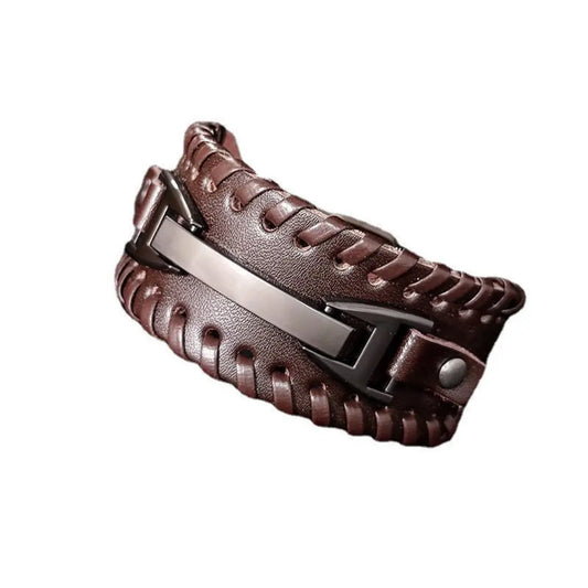 Pulseira Masculina em Couro Punk