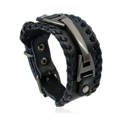 Pulseira Masculina em Couro Punk