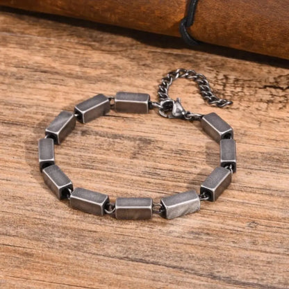 Pulseira Masculina Geométrica Vintage em Aço Inoxidável Apollo Seja Orion
