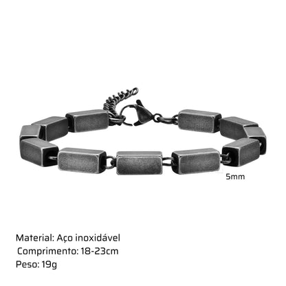 Pulseira Masculina Geométrica Vintage em Aço Inoxidável Apollo Seja Orion