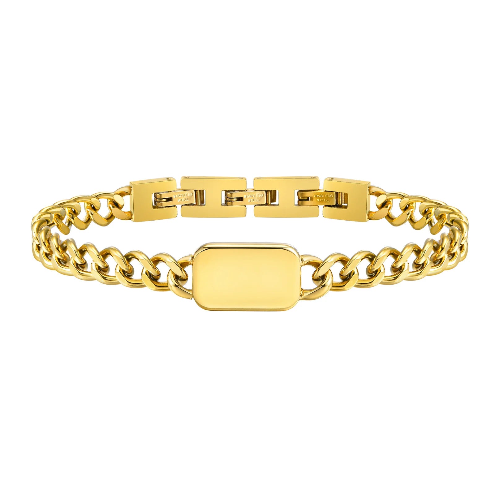 Pulseira Masculina Aço Inox com Letra Inicial Link