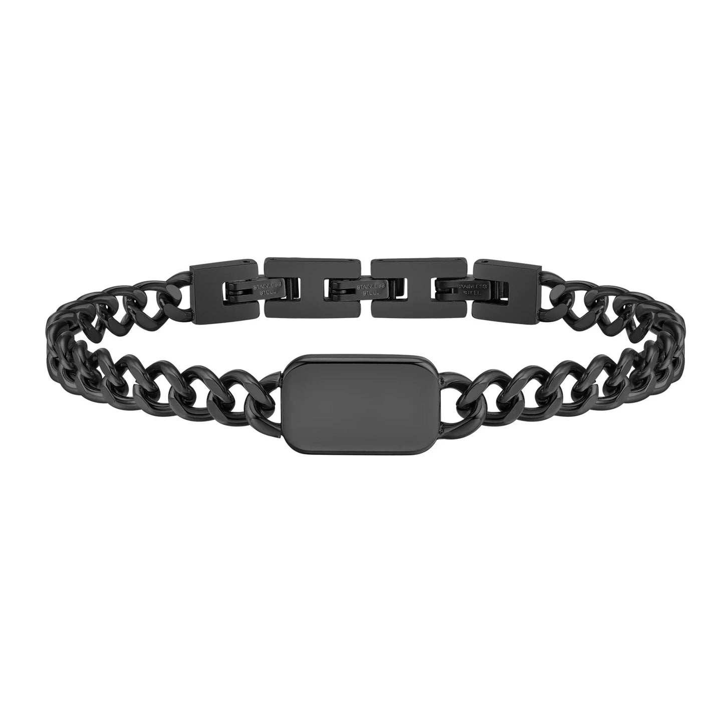 Pulseira Masculina Aço Inox com Letra Inicial Link