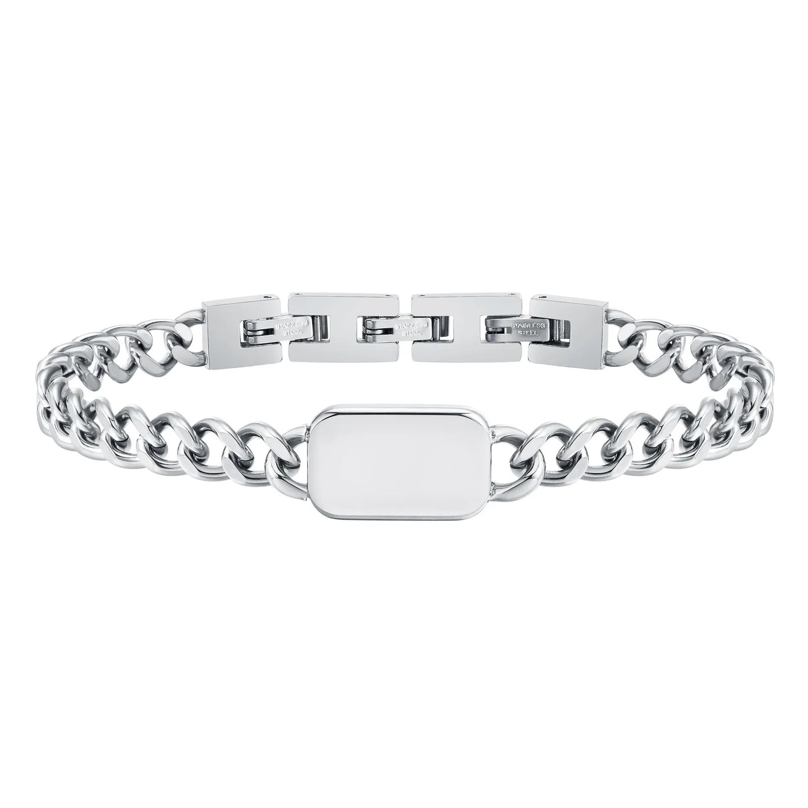 Pulseira Masculina Aço Inox com Letra Inicial Link