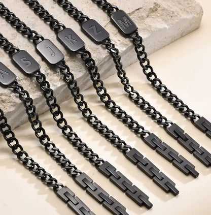 Pulseira Masculina Aço Inox com Letra Inicial Link