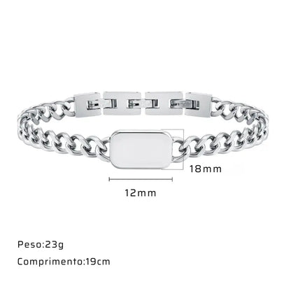 Pulseira Masculina Aço Inox com Letra Inicial Link