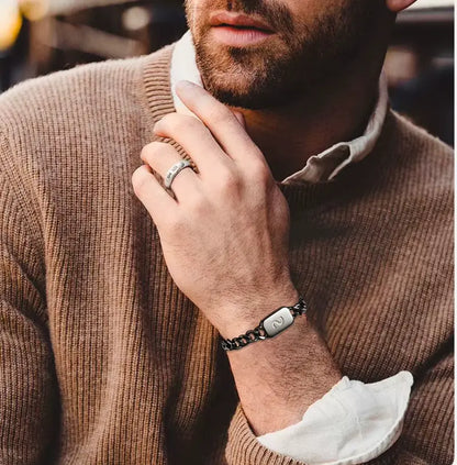 Pulseira Masculina Aço Inox com Letra Inicial Link