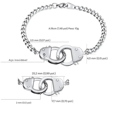 Pulseira Masculina em Aço Inox Algemas