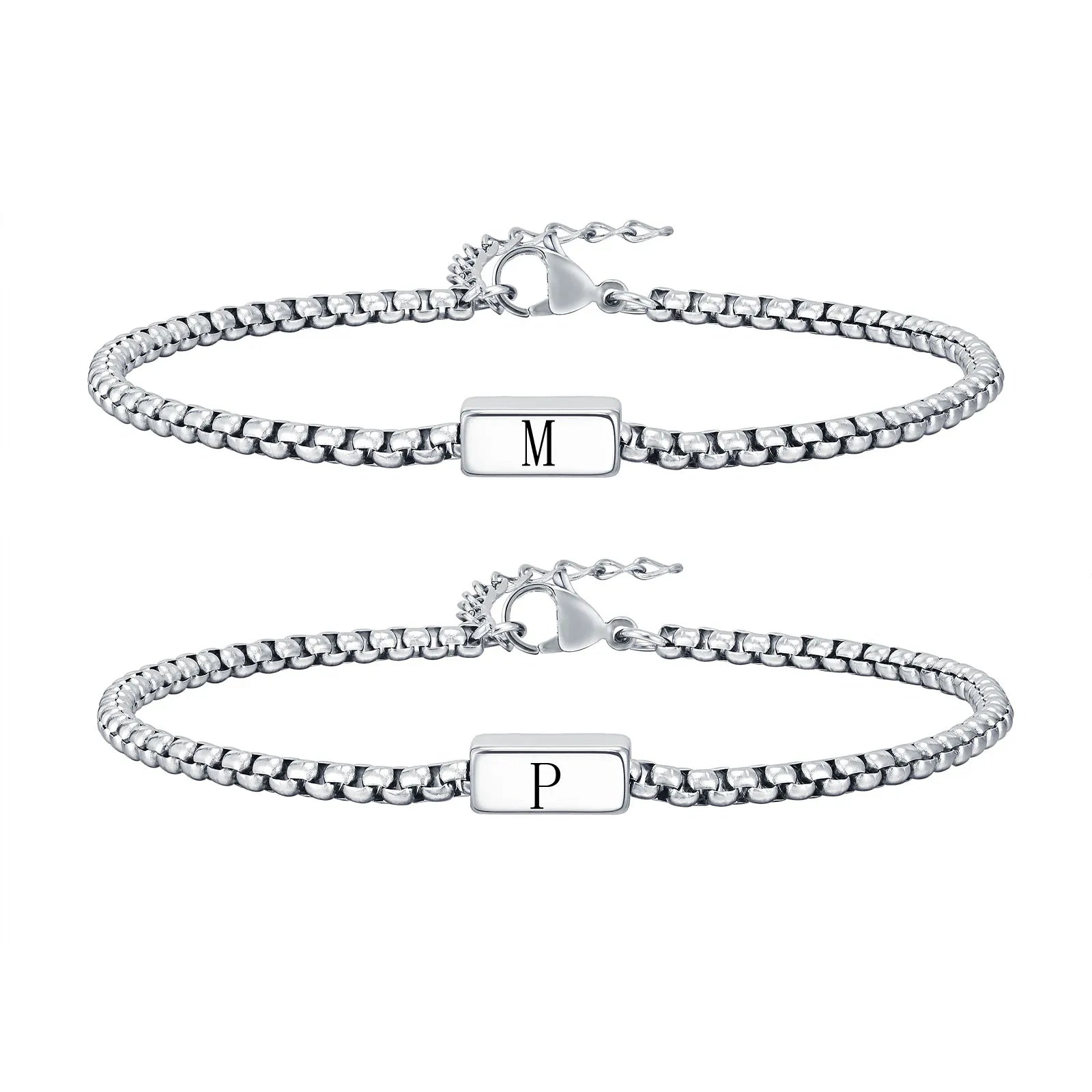 Pulseira Masculina em Aço Inox com Letra Inicial Trend