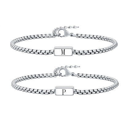 Pulseira Masculina em Aço Inox com Letra Inicial Trend