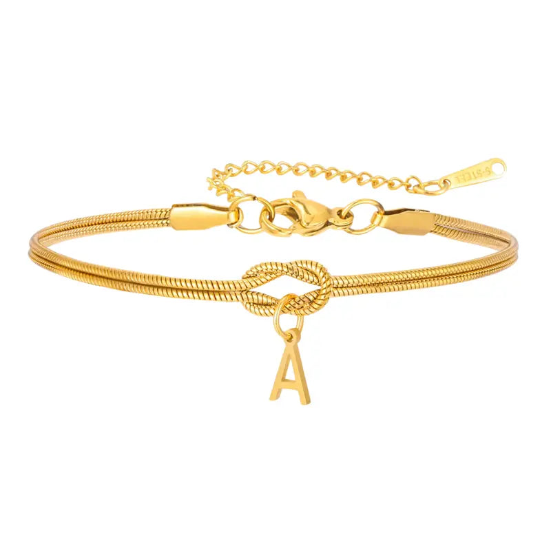 Pulseira Unissex Aço Inox Letra Inicial Rope