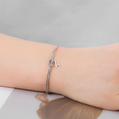 Pulseira Unissex Aço Inox Letra Inicial Rope