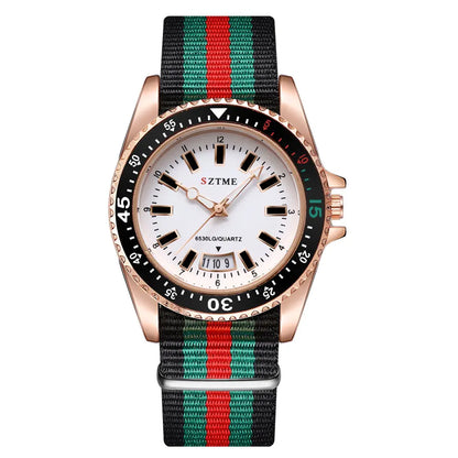 Relógio Masculino com Pulseira de Nylon Luxo Casino