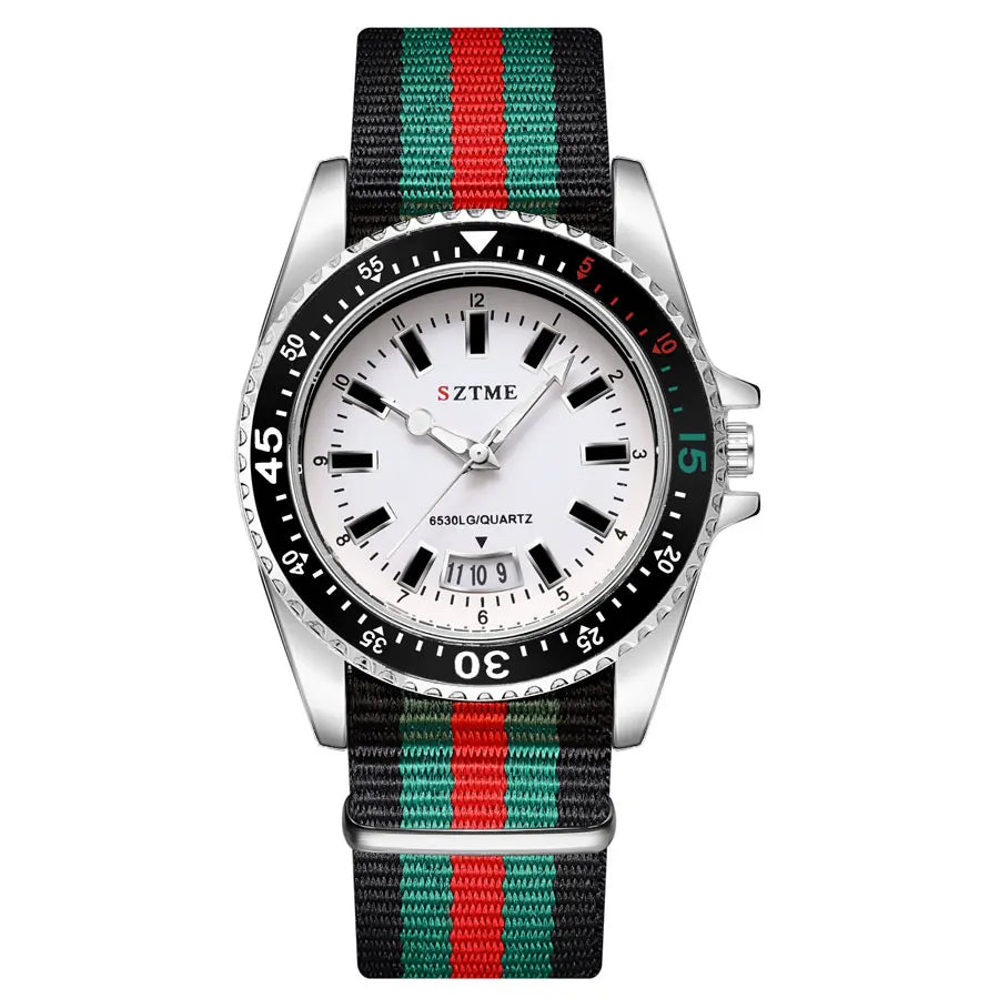 Relógio Masculino com Pulseira de Nylon Luxo Casino