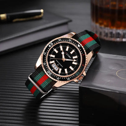 Relógio Masculino com Pulseira de Nylon Luxo Casino