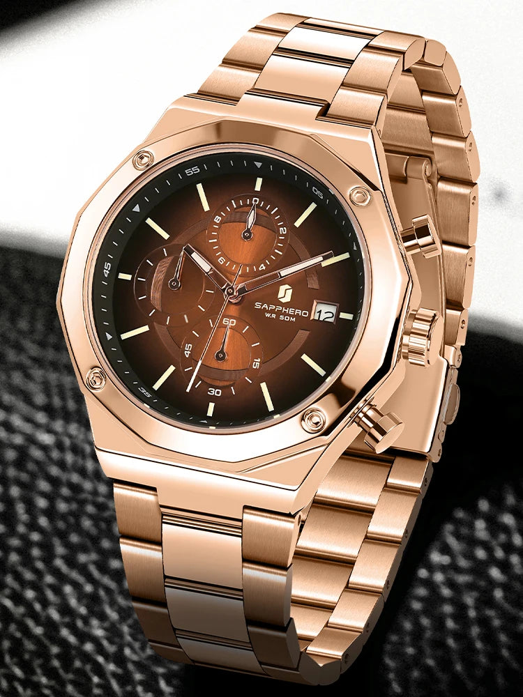 Relógio Masculino em Aço Inox Golden